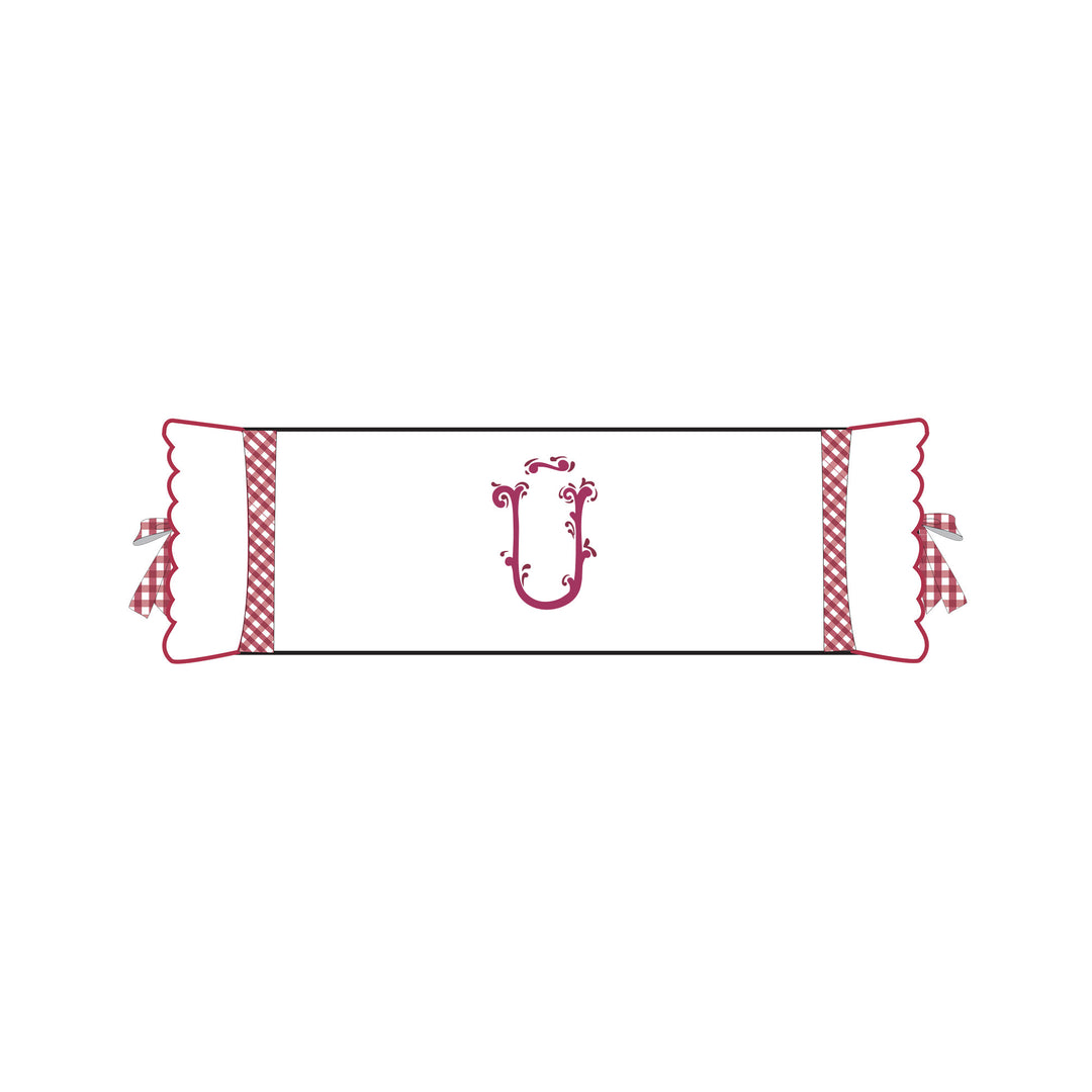 Seferî Flower Garden İnisyal Nakışlı Silindir Yastık Kılıfı - Pembe