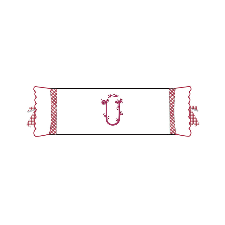 Seferî Flower Garden İnisyal Nakışlı Silindir Yastık Kılıfı - Pembe