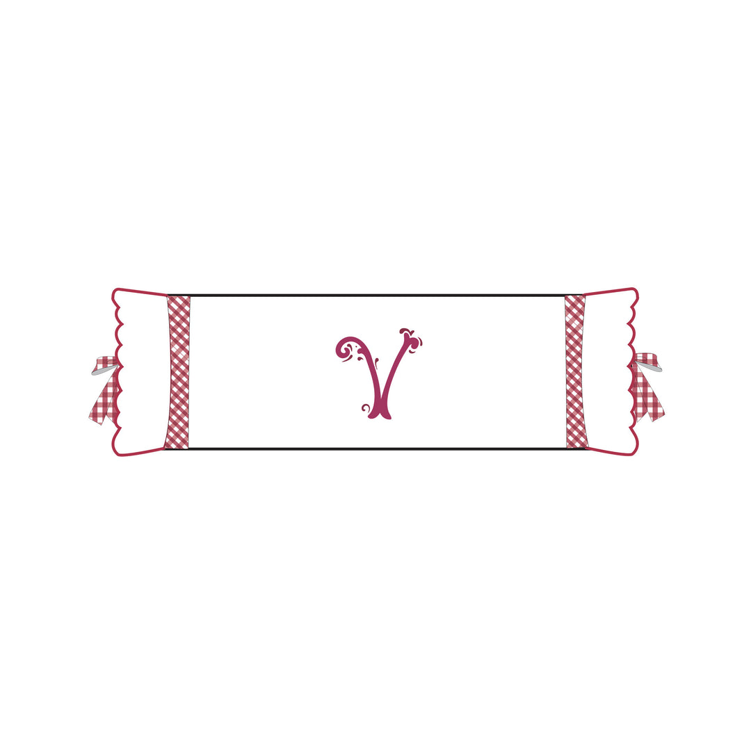 Seferî Flower Garden İnisyal Nakışlı Silindir Yastık Kılıfı - Pembe