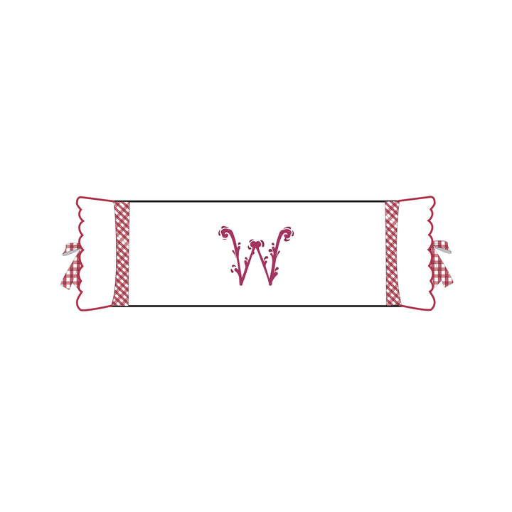 Seferî Flower Garden İnisyal Nakışlı Silindir Yastık Kılıfı - Pembe