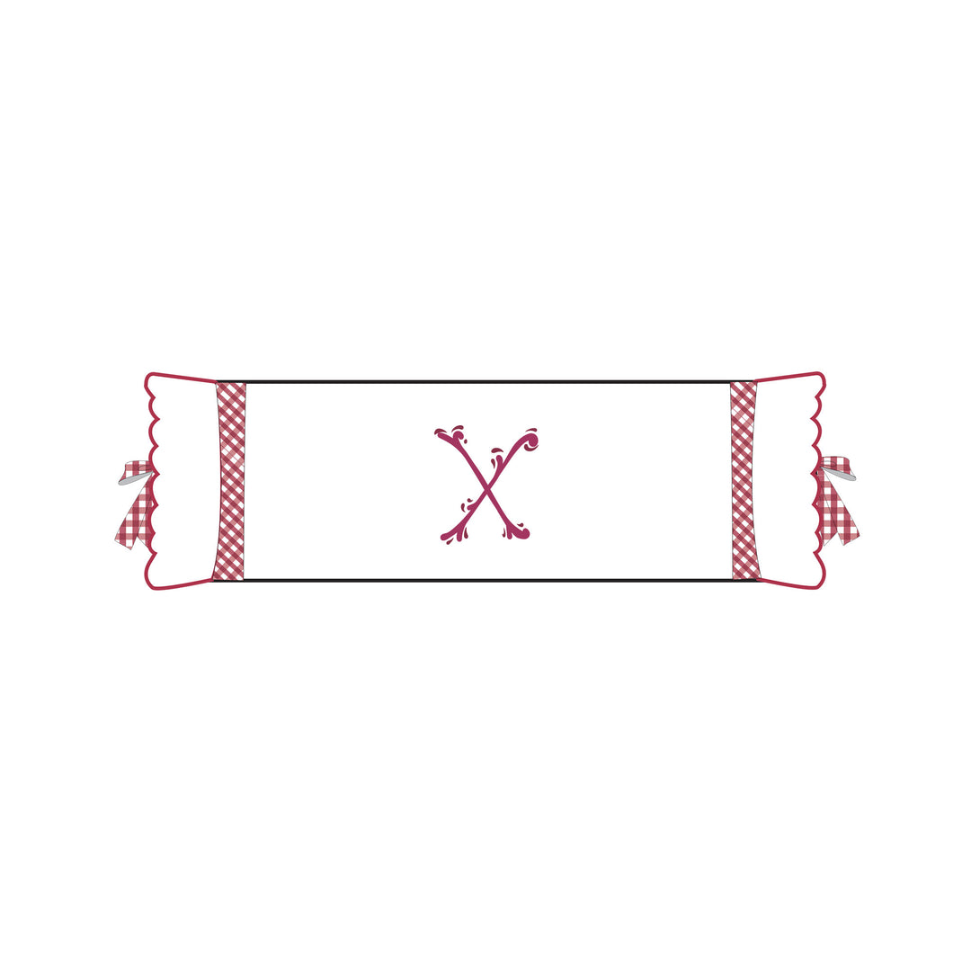 Seferî Flower Garden İnisyal Nakışlı Silindir Yastık Kılıfı - Pembe