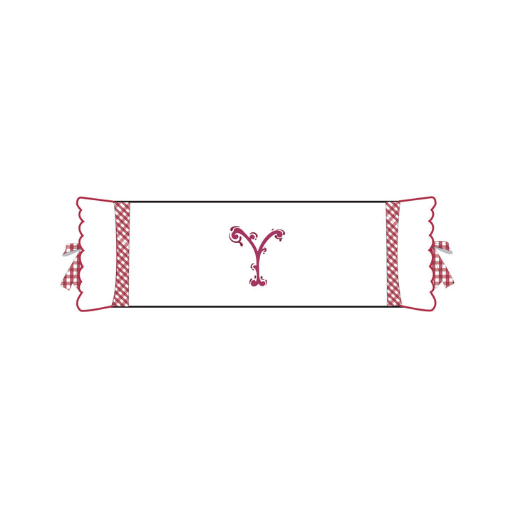 Seferî Flower Garden İnisyal Nakışlı Silindir Yastık Kılıfı - Pembe