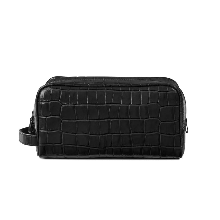 Crocodile Effect Leather Cosmetic Bag