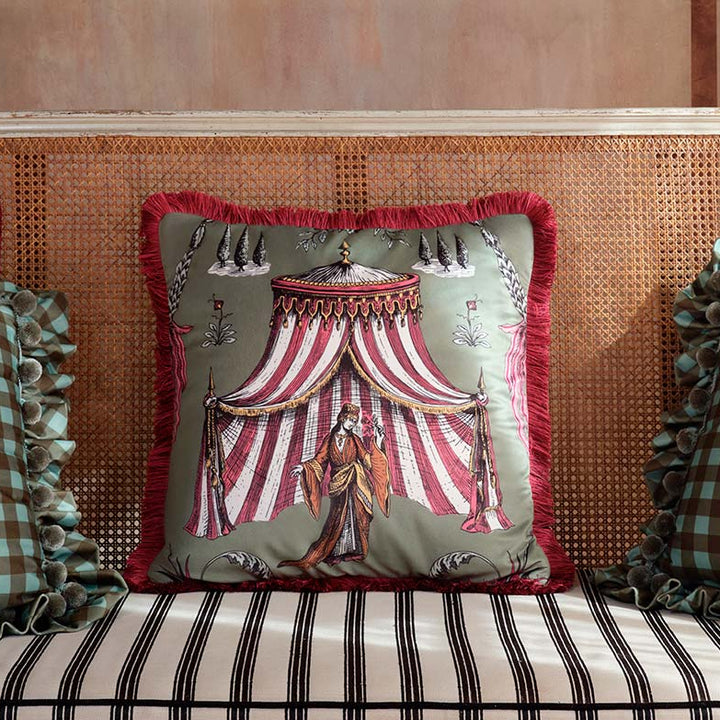 Seferî Velvet Decorative Cushion - Green