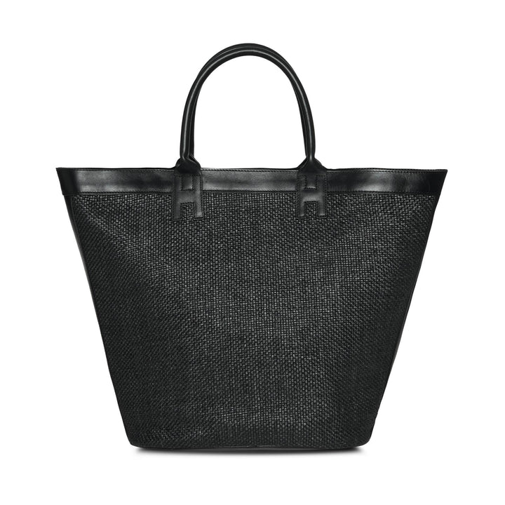 Halas Raffia Beach Bag - Black
