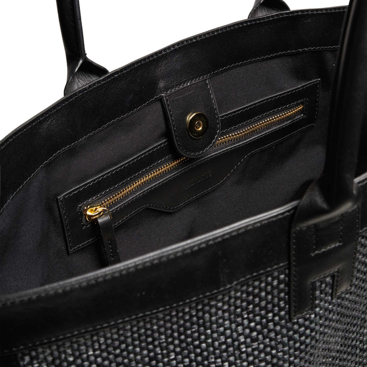 Halas Raffia Beach Bag - Black