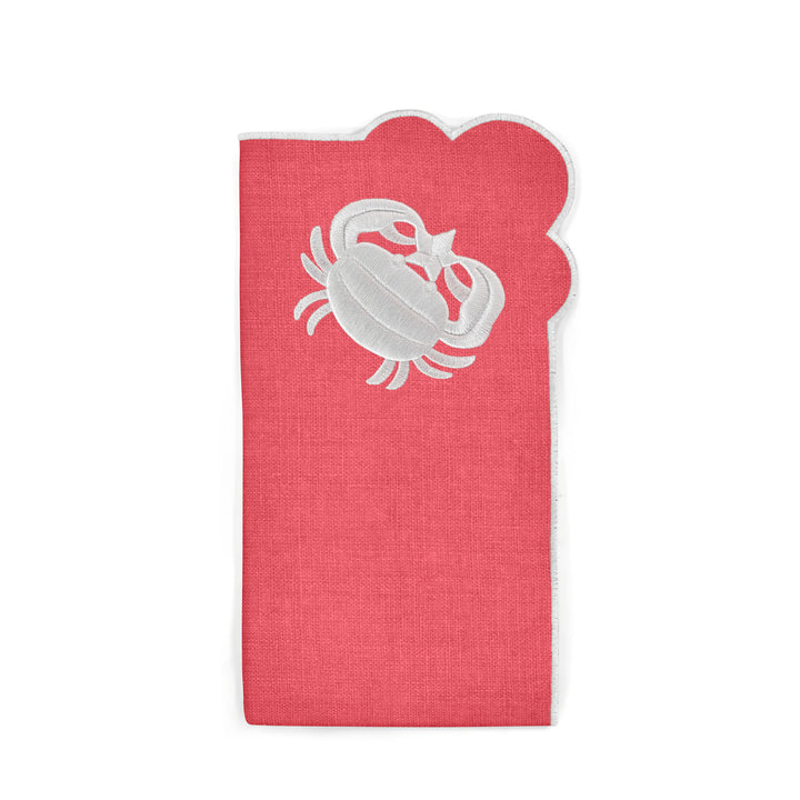 Seferî Embroidered Napkin - Under the Sea - Coral - Set of 4