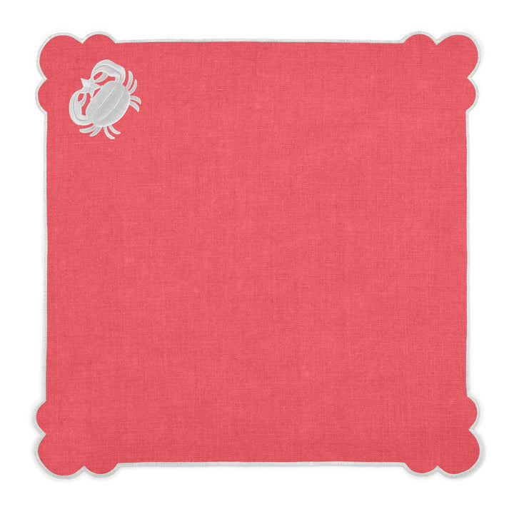 Seferî Embroidered Napkin - Under the Sea - Coral - Set of 4
