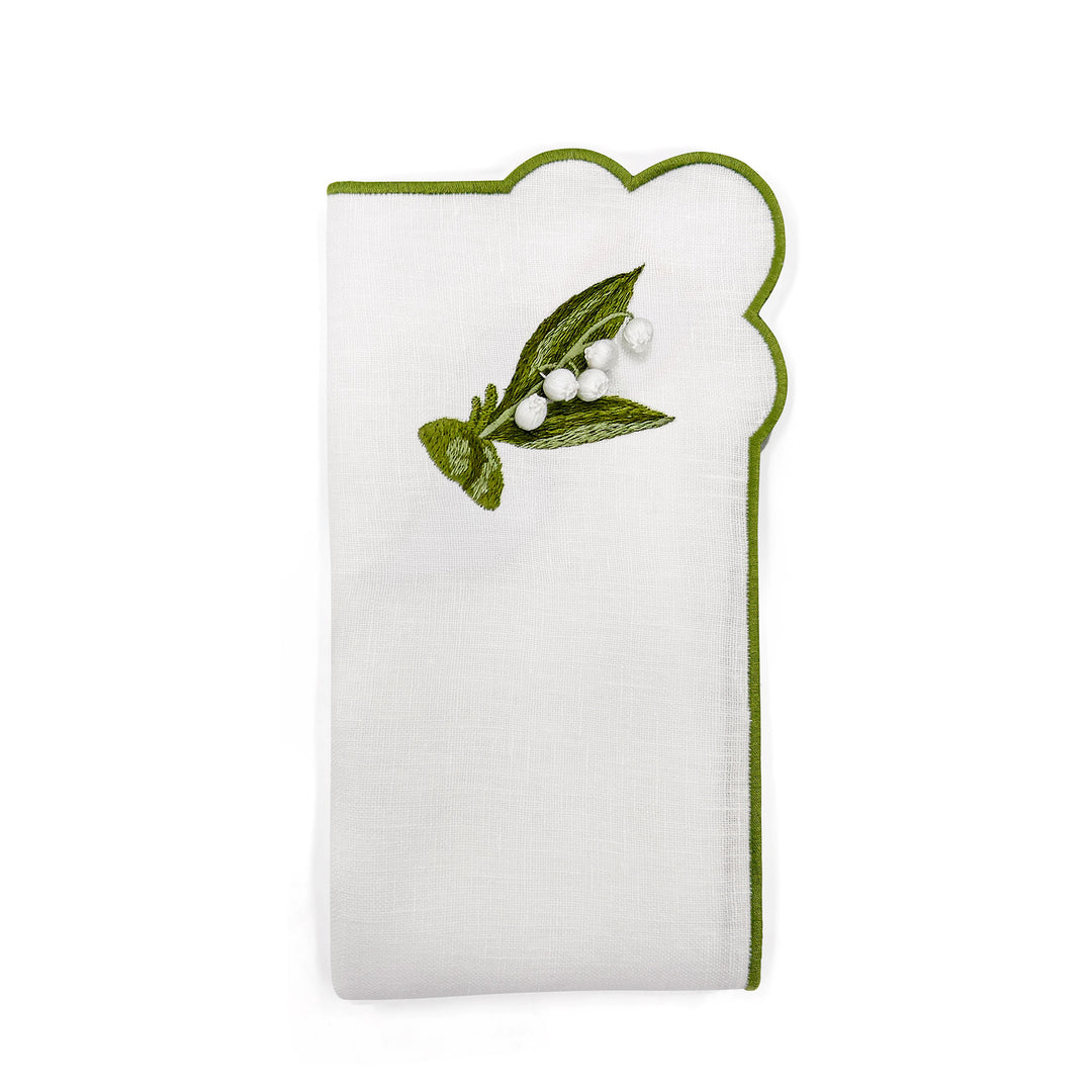 Seferî Embroidered Napkin - Lily of the Valley - White - Set of 4