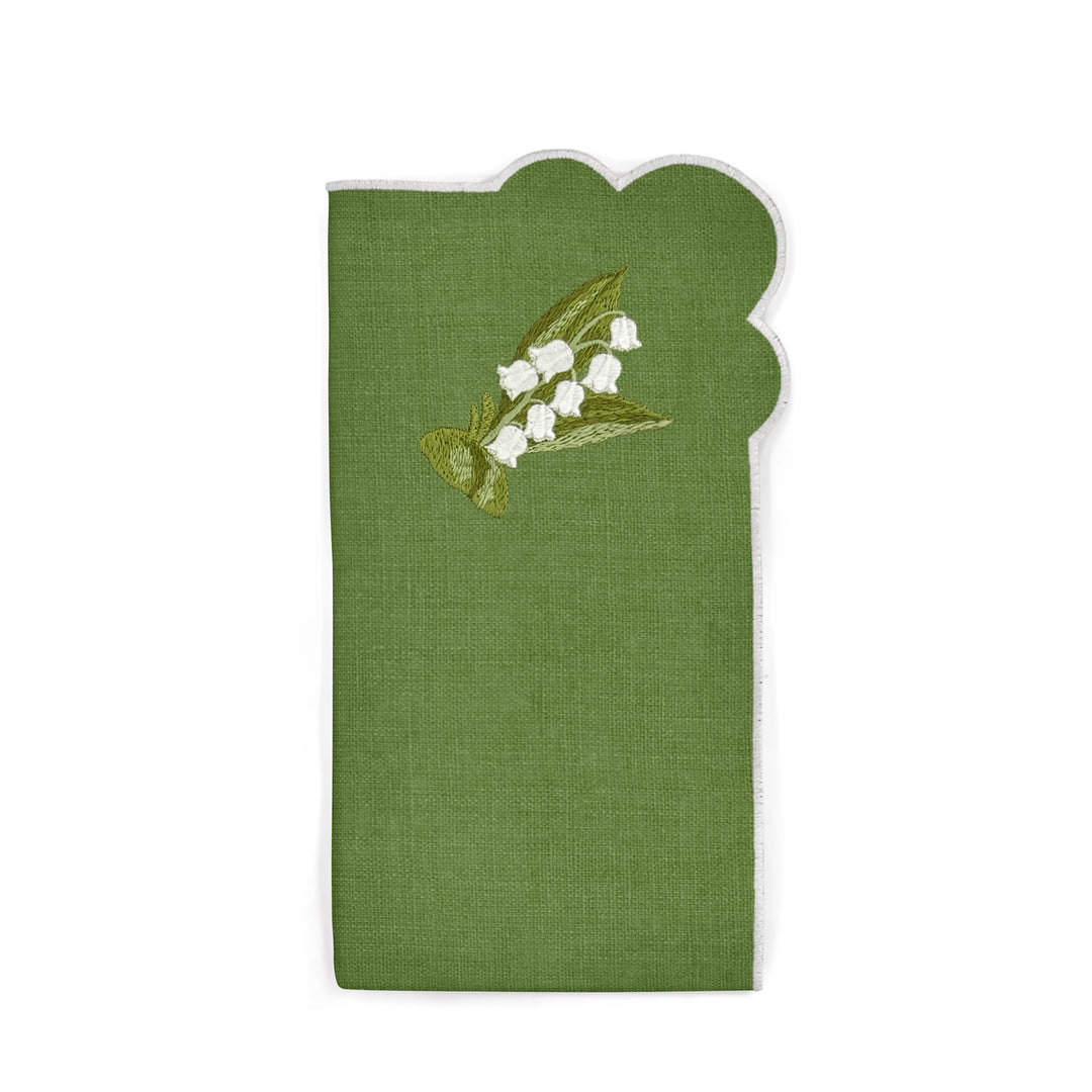 Seferî Embroidered Napkin - Lily of the Valley - Green - Set of 4
