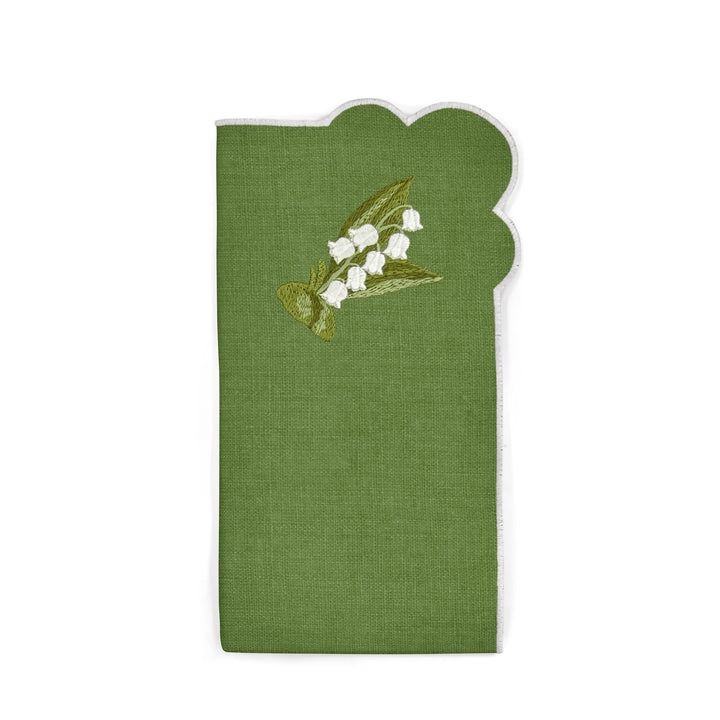 Seferî Embroidered Napkin - Lily of the Valley - Green - Set of 4