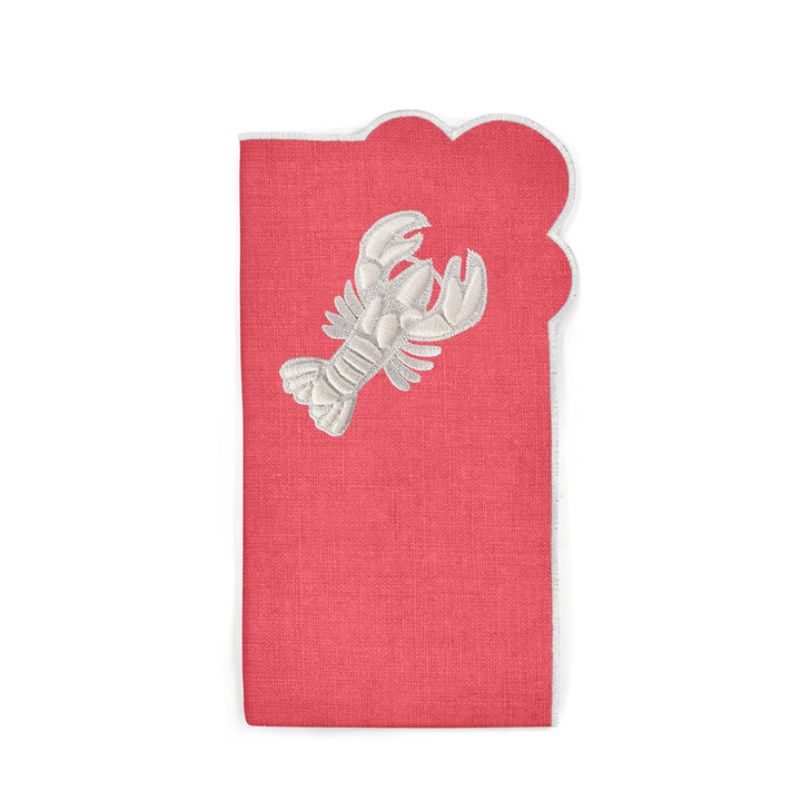 Seferî Embroidered Napkin - Under the Sea - Coral - Set of 4