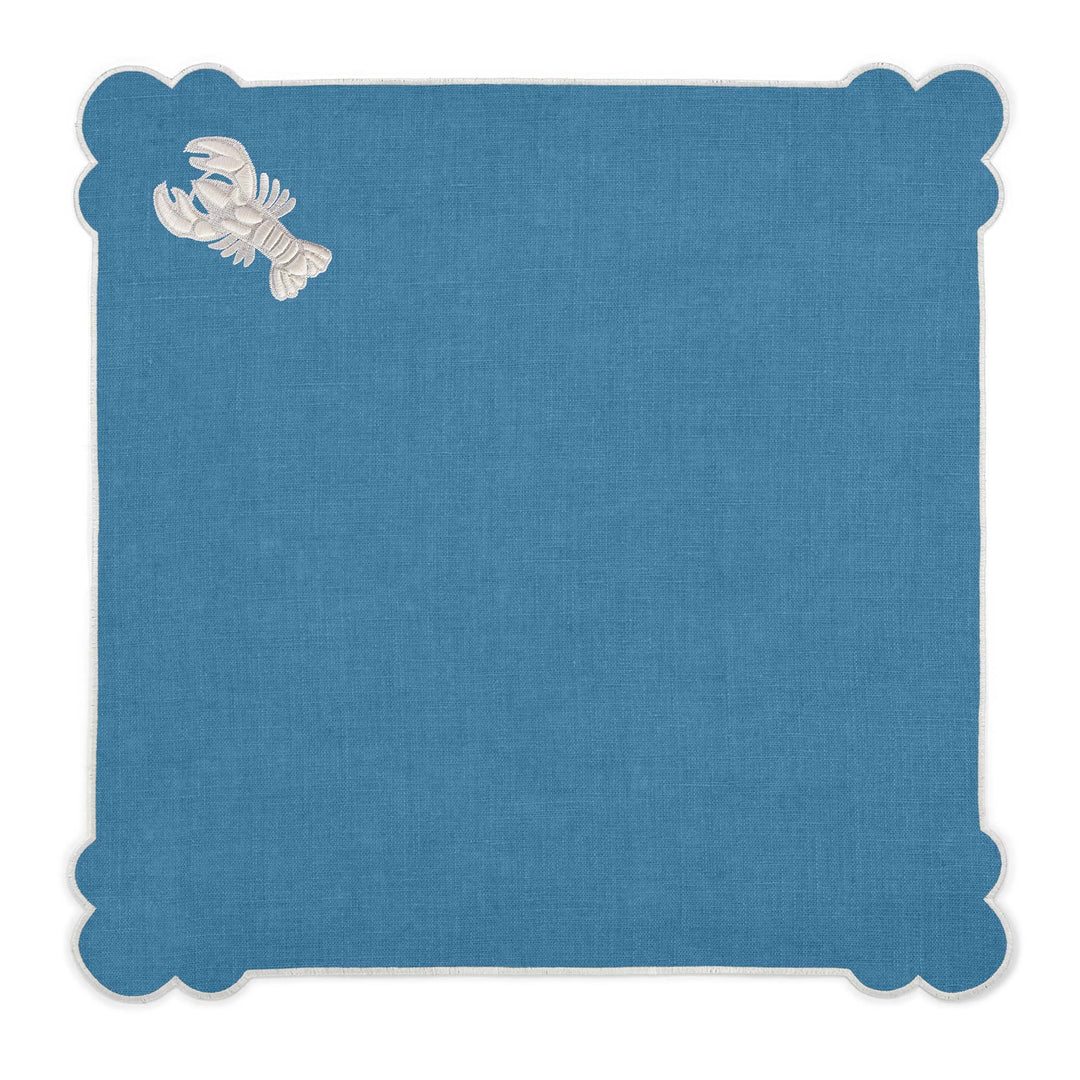 Seferî Embroidered Napkin - Under the Sea - Blue - Set of 4