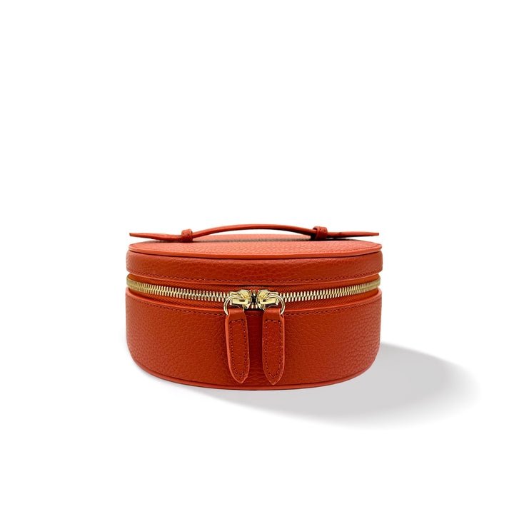 Leather Round Accessory Box - Medium