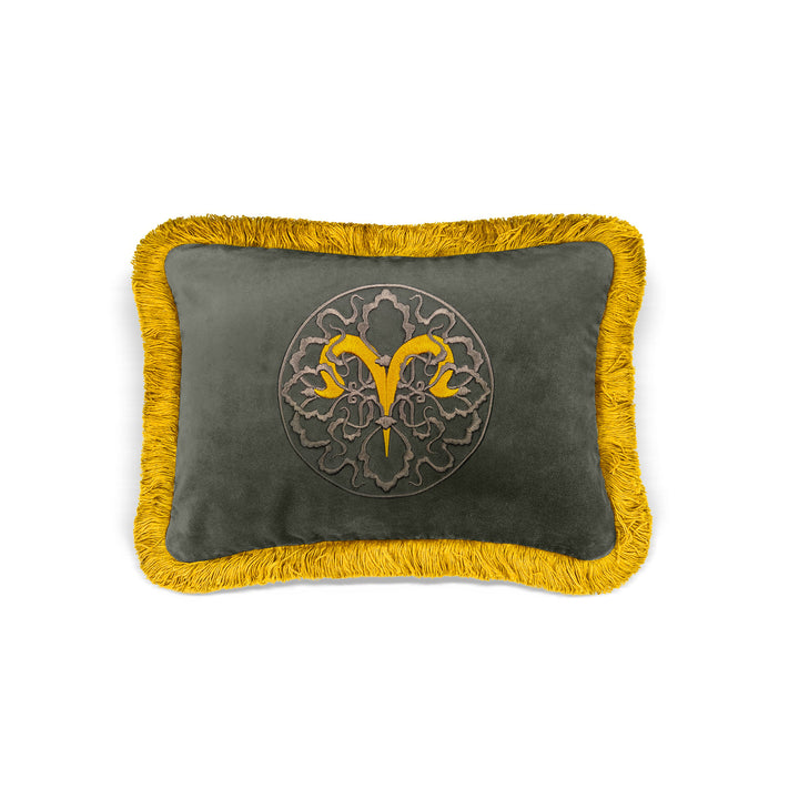 Zodiac Decorative Cushion - Grey/Yellow