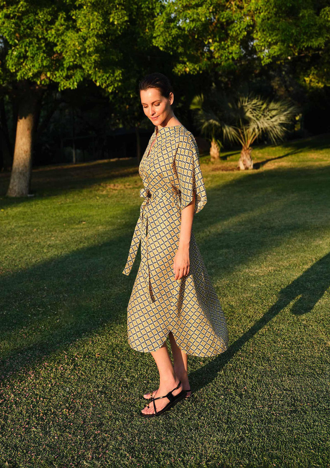 Lotus Garden Midi Elbise - Yeşil