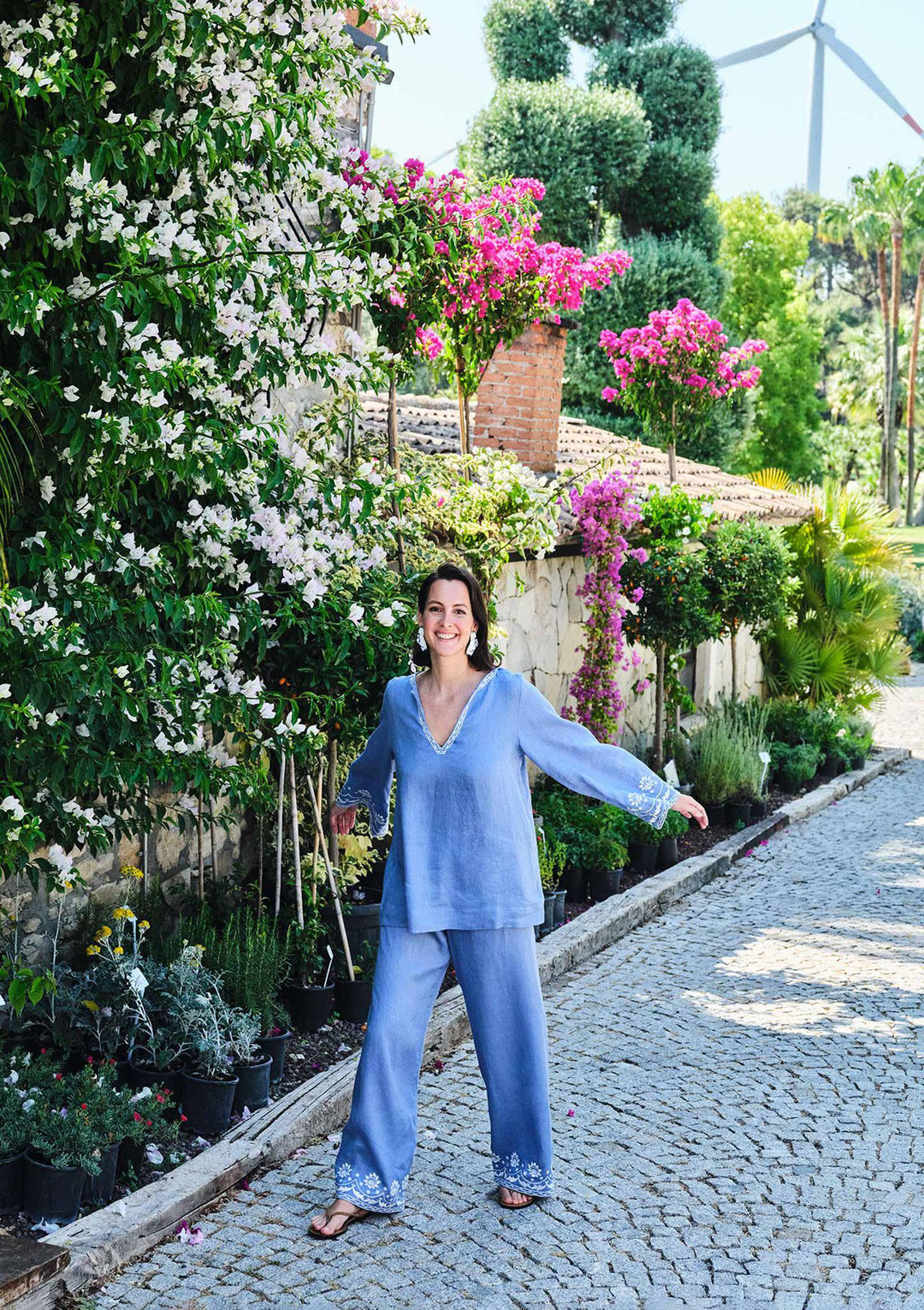 Bloom Nakışlı Bluz - Mavi