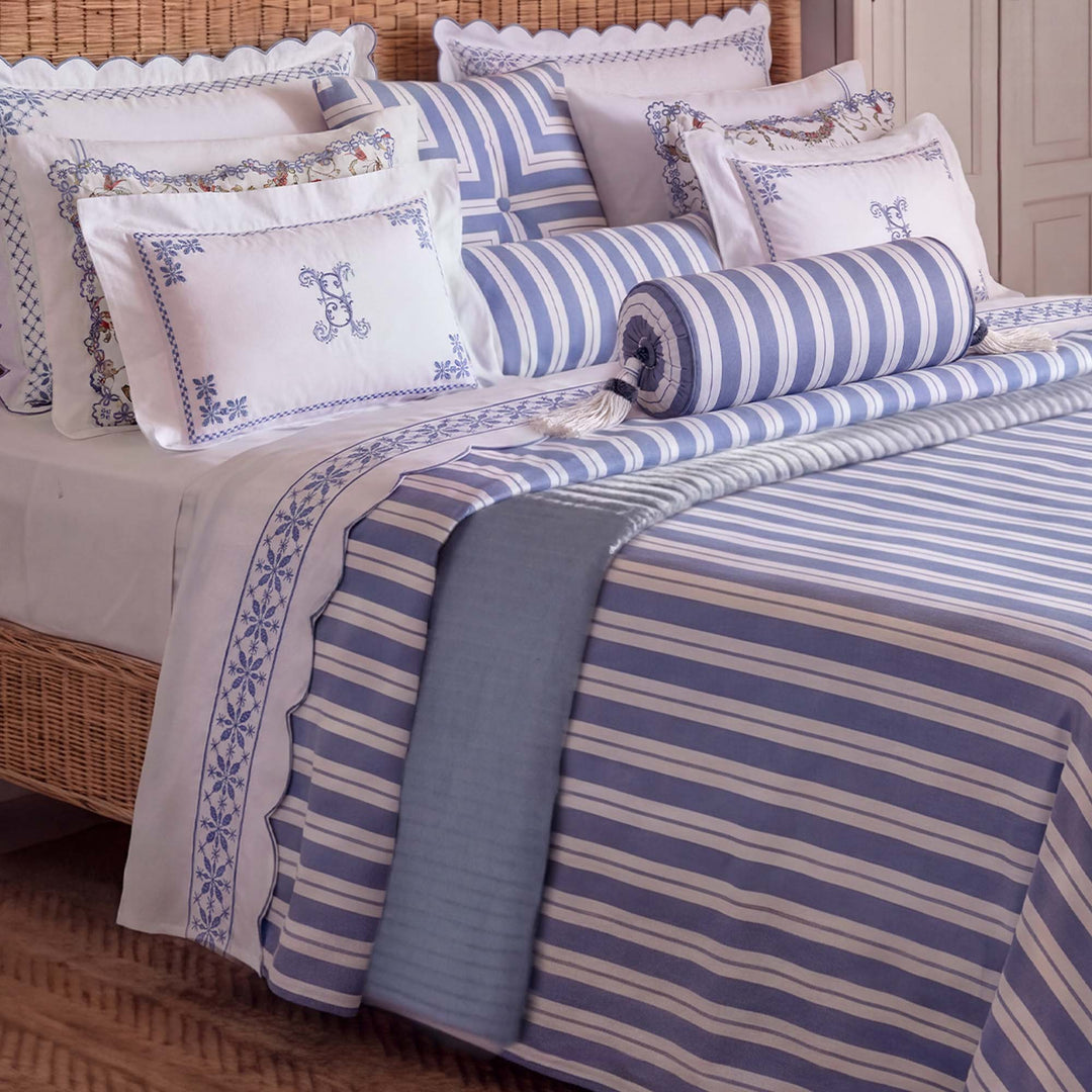 Seferî Ottoman Stripe Decorative Cushion - Blue