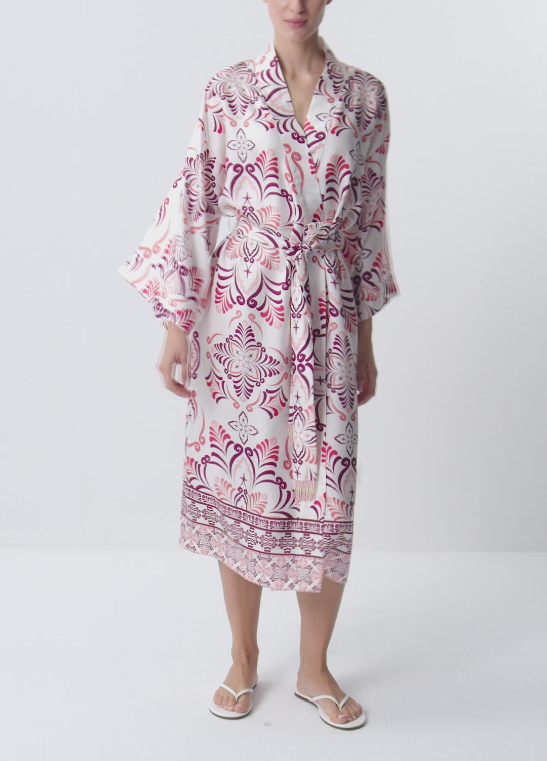 Bergamot Long Kimono - Burgundy