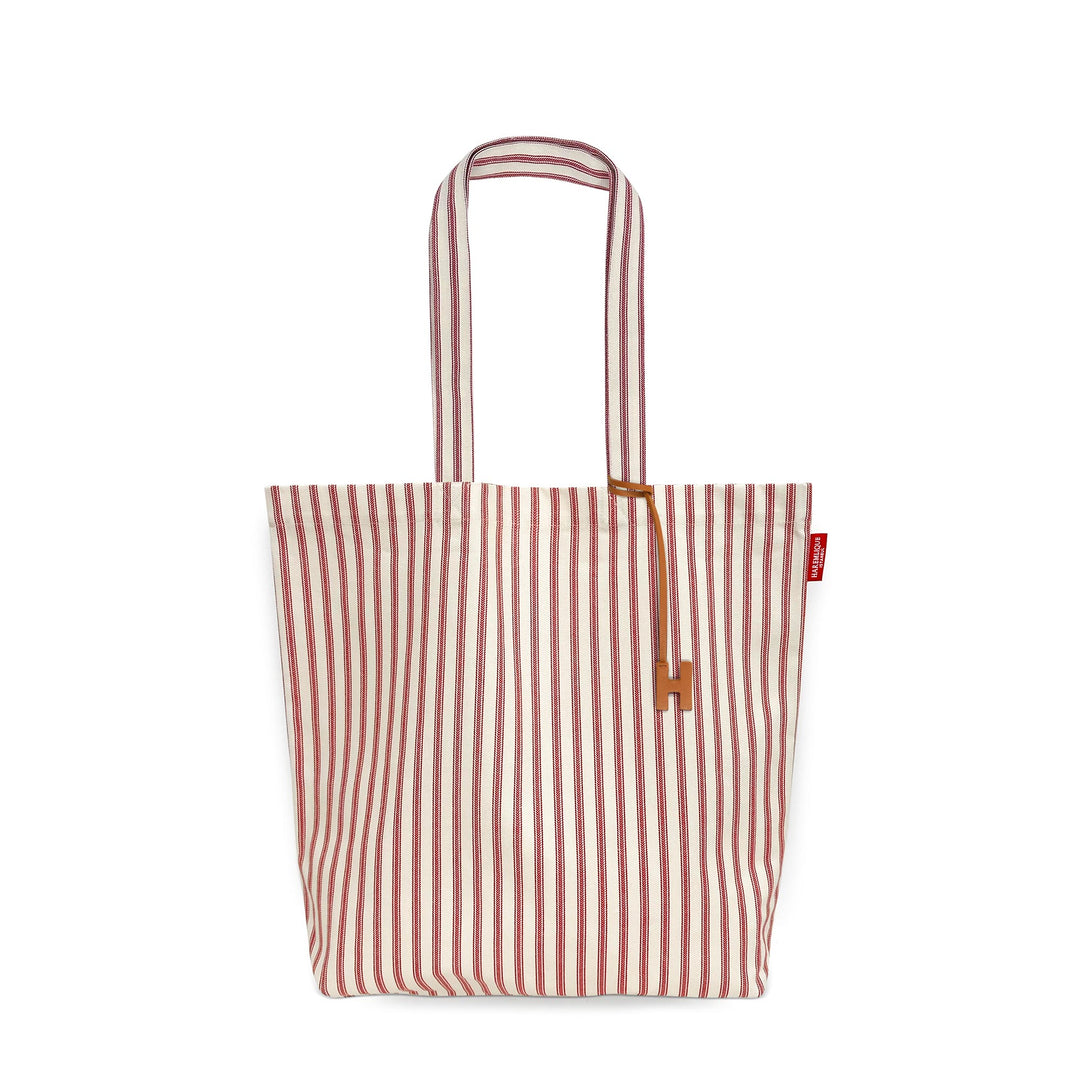 Striped Shopping Bag - Red