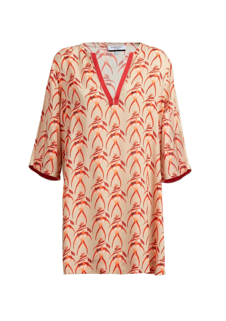 Angel Fish Shirt Dress - Beige