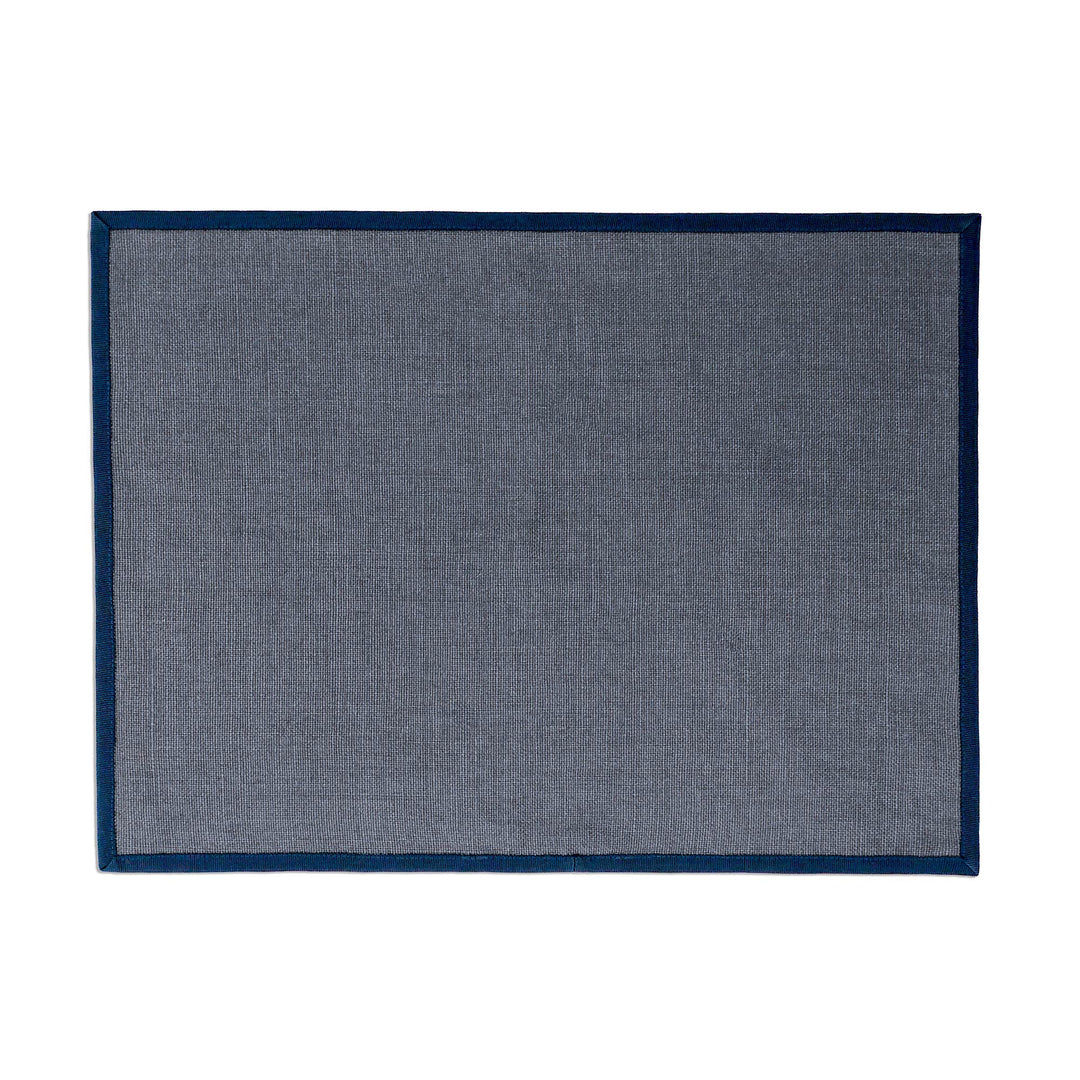 Blue Piping Gray Linen Placemat