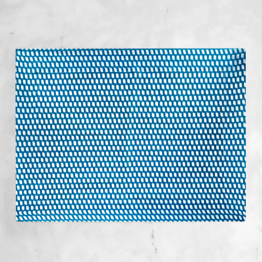 Linen Placemat - Blue/White